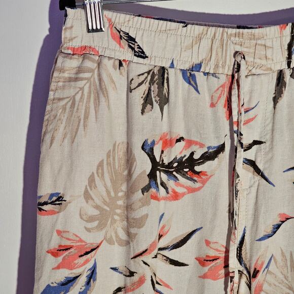 Briggs Linen Blend Tropical Wide Legged Pant Sz L Beach Boho Coastal Resort Vaca - Picture 5 of 9